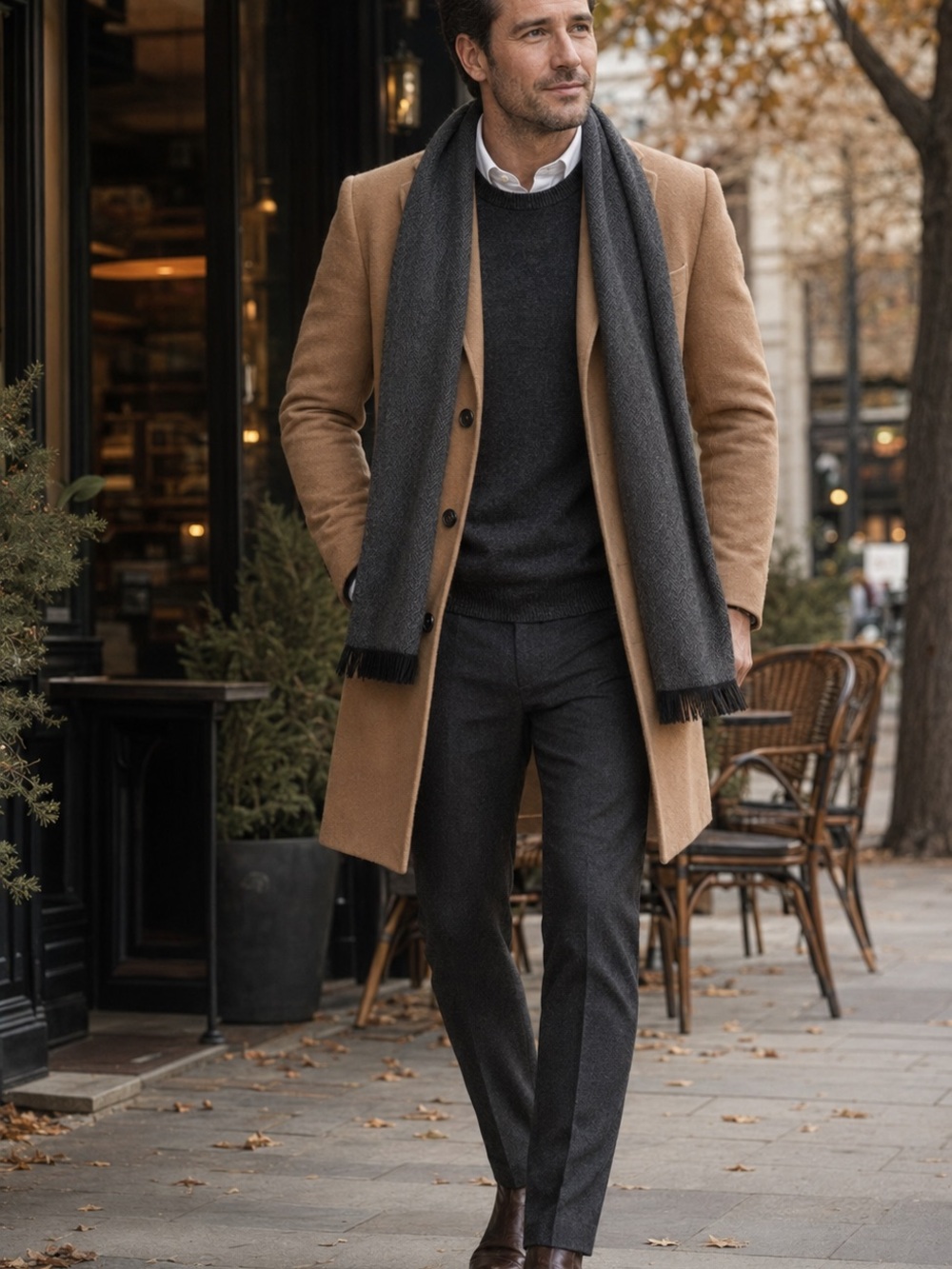 Roundtree & York By Cashme Men’s Gray Herringbone Scarf